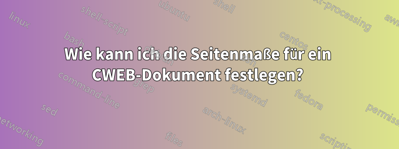 Wie kann ich die Seitenmaße für ein CWEB-Dokument festlegen?