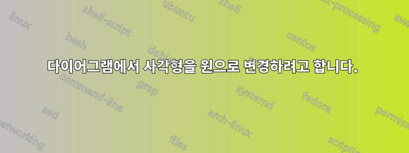 다이어그램에서 사각형을 원으로 변경하려고 합니다.