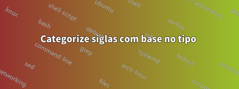 Categorize siglas com base no tipo