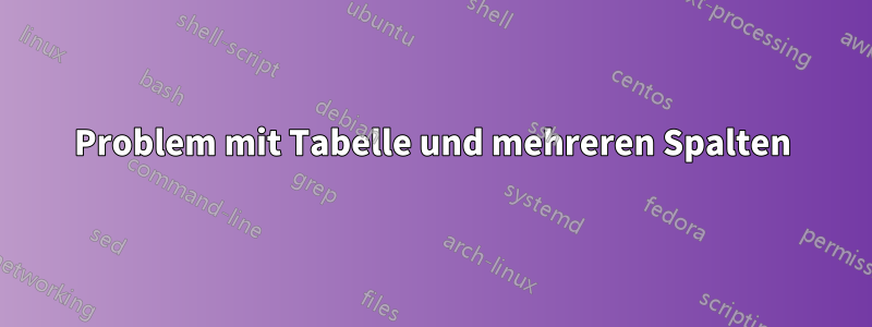 Problem mit Tabelle und mehreren Spalten