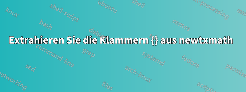 Extrahieren Sie die Klammern {} aus newtxmath 