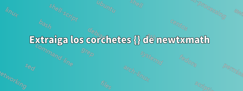 Extraiga los corchetes {} de newtxmath 