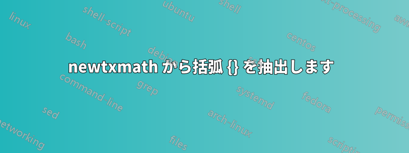 newtxmath から括弧 {} を抽出します 