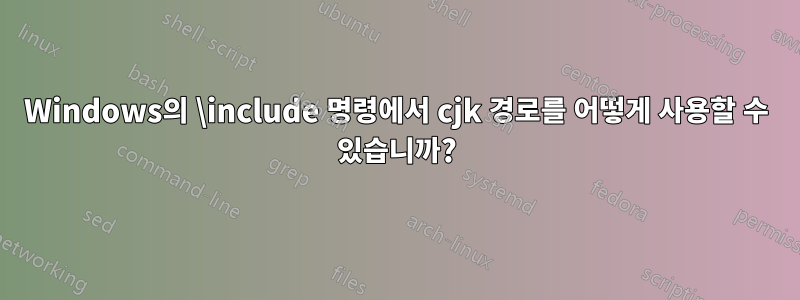 Windows의 \include 명령에서 cjk 경로를 어떻게 사용할 수 있습니까?