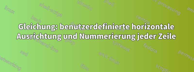 Gleichung: benutzerdefinierte horizontale Ausrichtung und Nummerierung jeder Zeile