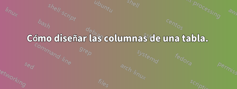 Cómo diseñar las columnas de una tabla.