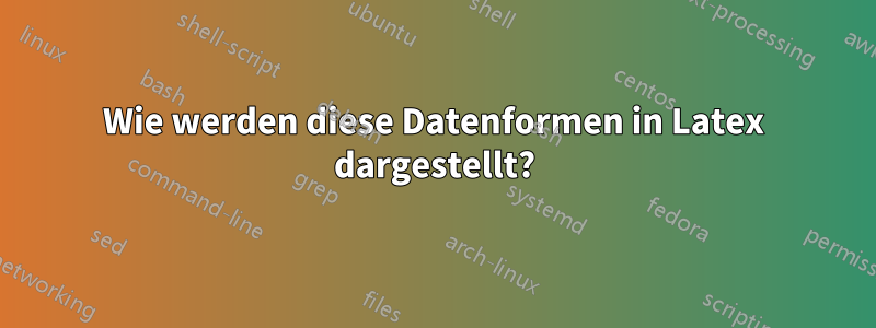 Wie werden diese Datenformen in Latex dargestellt?