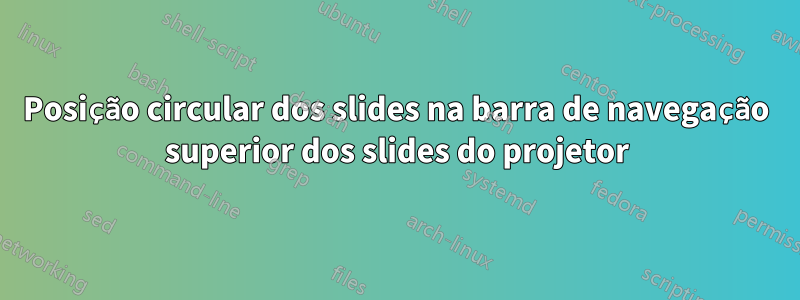 Posição circular dos slides na barra de navegação superior dos slides do projetor