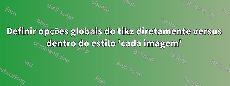 Definir opções globais do tikz diretamente versus dentro do estilo 'cada imagem'