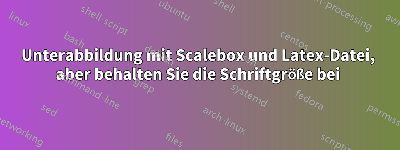 Unterabbildung mit Scalebox und Latex-Datei, aber behalten Sie die Schriftgröße bei