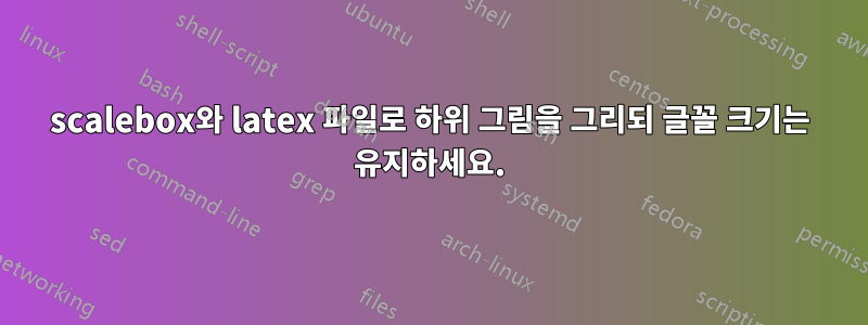 scalebox와 latex 파일로 하위 그림을 그리되 글꼴 크기는 유지하세요.