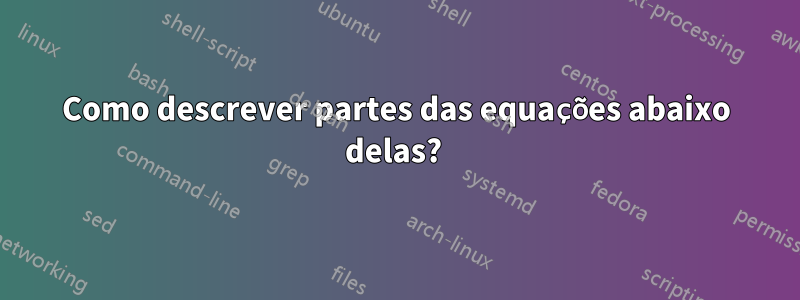 Como descrever partes das equações abaixo delas? 