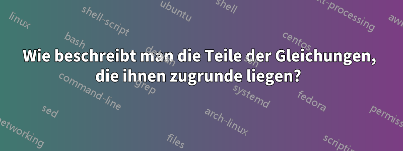 Wie beschreibt man die Teile der Gleichungen, die ihnen zugrunde liegen? 