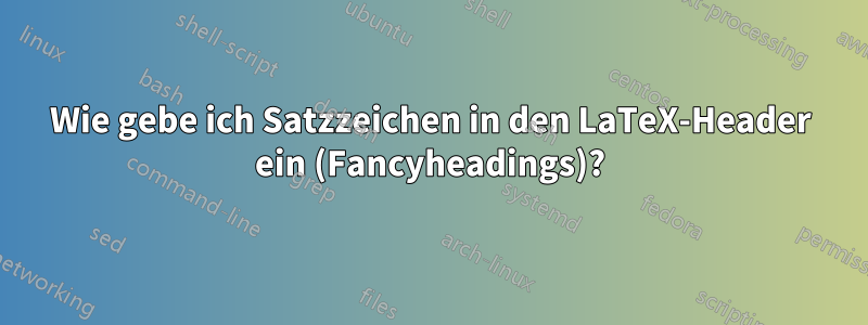 Wie gebe ich Satzzeichen in den LaTeX-Header ein (Fancyheadings)?