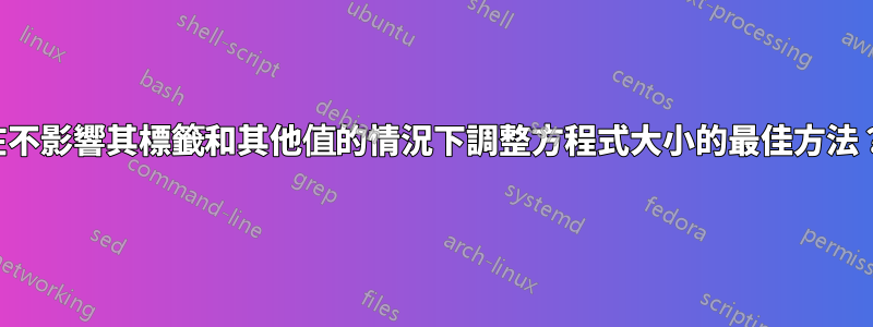 在不影響其標籤和其他值的情況下調整方程式大小的最佳方法？