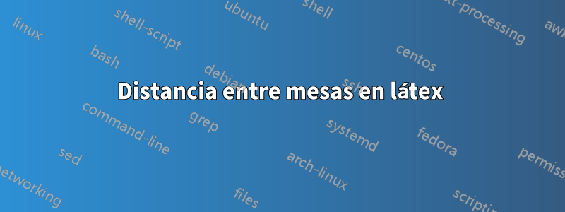 Distancia entre mesas en látex