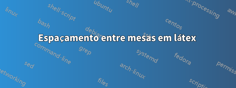 Espaçamento entre mesas em látex