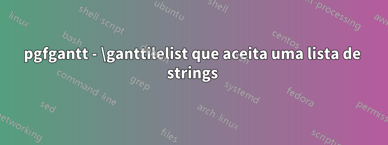 pgfgantt - \ganttilelist que aceita uma lista de strings