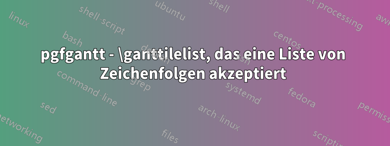 pgfgantt - \ganttilelist, das eine Liste von Zeichenfolgen akzeptiert