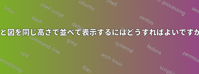 表と図を同じ高さで並べて表示するにはどうすればよいですか?