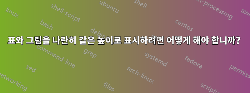 표와 그림을 나란히 같은 높이로 표시하려면 어떻게 해야 합니까?