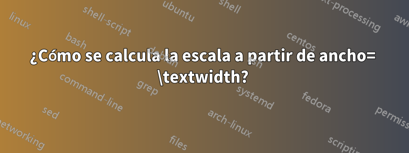 ¿Cómo se calcula la escala a partir de ancho= \textwidth?