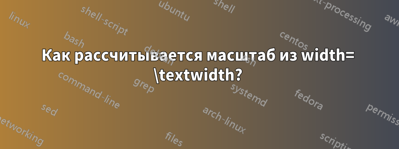 Как рассчитывается масштаб из width= \textwidth?