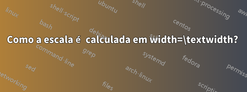 Como a escala é calculada em width=\textwidth?