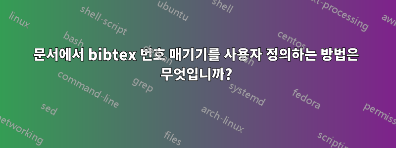 문서에서 bibtex 번호 매기기를 사용자 정의하는 방법은 무엇입니까?