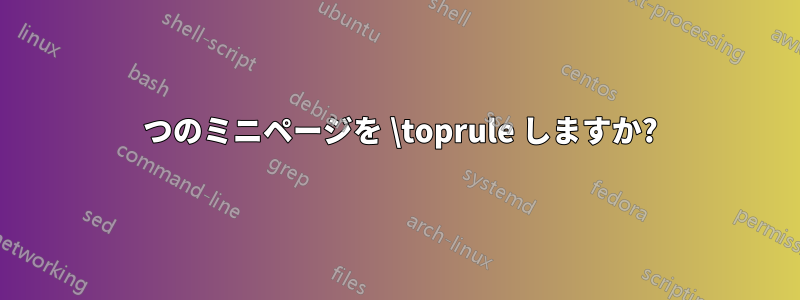 2 つのミニページを \toprule しますか?