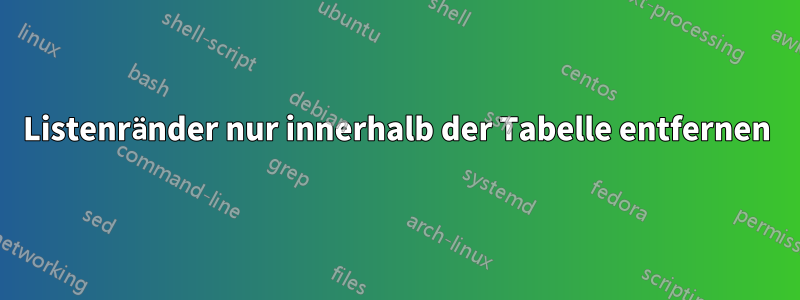 Listenränder nur innerhalb der Tabelle entfernen