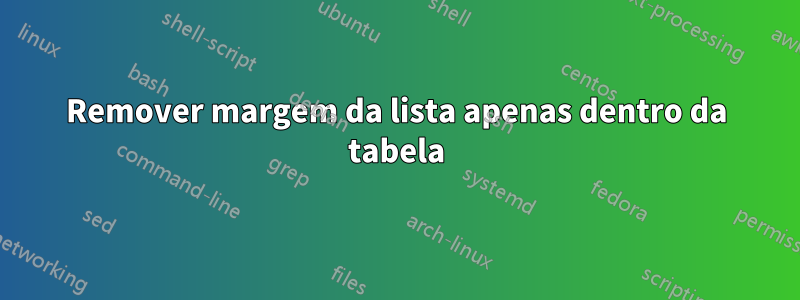 Remover margem da lista apenas dentro da tabela