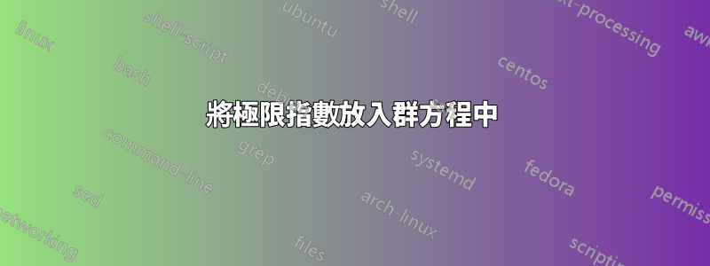 將極限指數放入群方程中