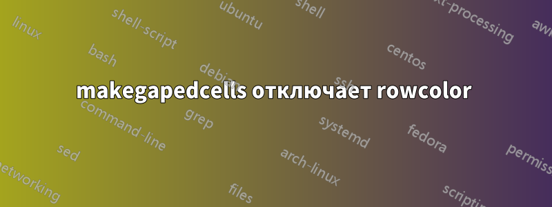 makegapedcells отключает rowcolor