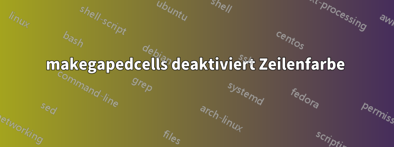 makegapedcells deaktiviert Zeilenfarbe