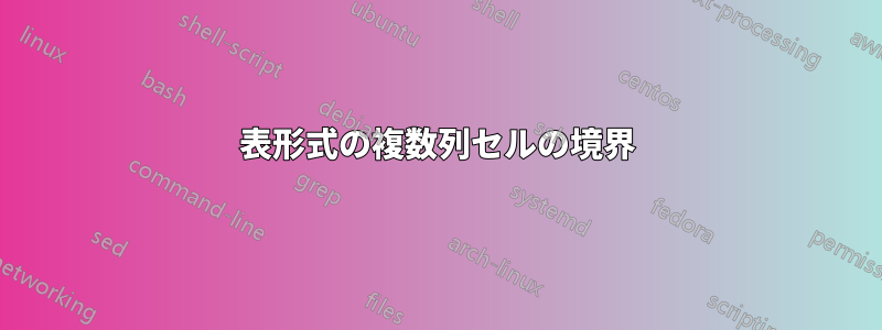 表形式の複数列セルの境界