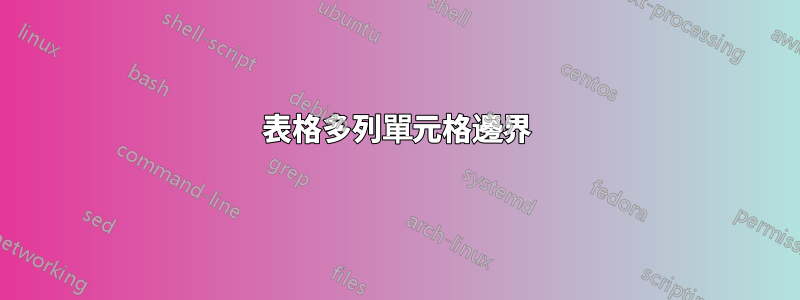 表格多列單元格邊界