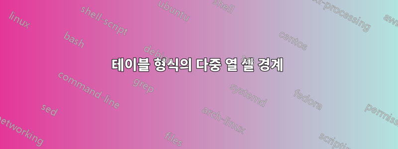 테이블 형식의 다중 열 셀 경계