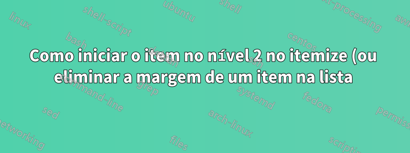 Como iniciar o item no nível 2 no itemize (ou eliminar a margem de um item na lista)