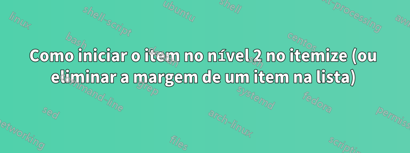 Como iniciar o item no nível 2 no itemize (ou eliminar a margem de um item na lista)