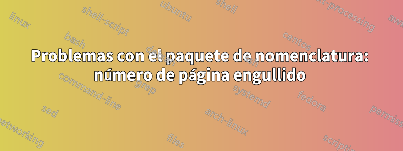 Problemas con el paquete de nomenclatura: número de página engullido