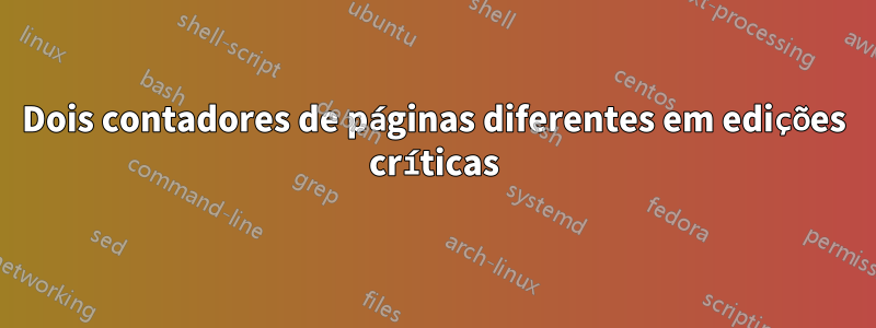 Dois contadores de páginas diferentes em edições críticas