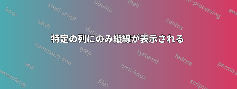 特定の列にのみ縦線が表示される