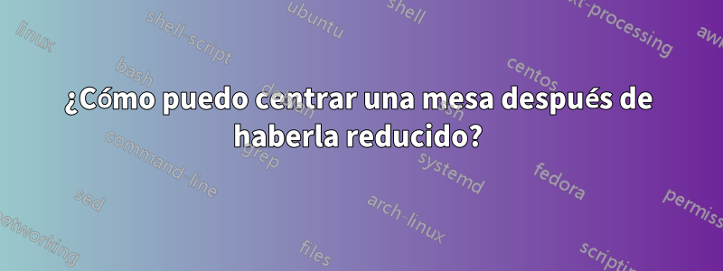 ¿Cómo puedo centrar una mesa después de haberla reducido?