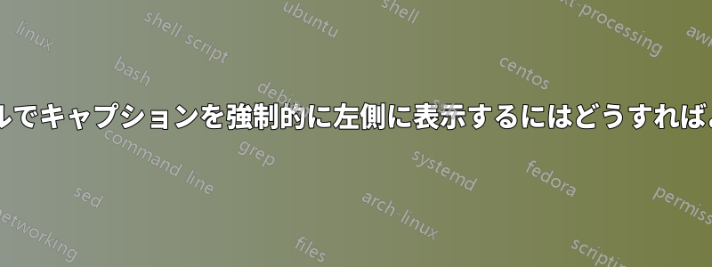 長いテーブルでキャプションを強制的に左側に表示するにはどうすればよいですか?