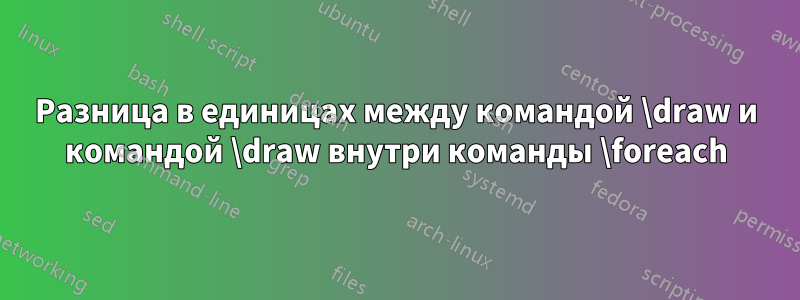 Разница в единицах между командой \draw и командой \draw внутри команды \foreach