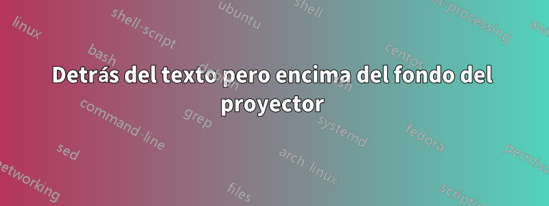 Detrás del texto pero encima del fondo del proyector