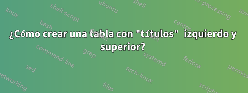 ¿Cómo crear una tabla con "títulos" izquierdo y superior?