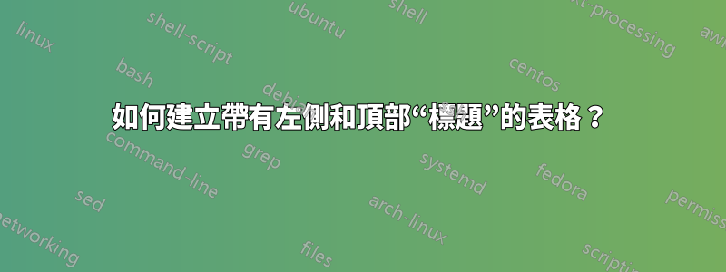 如何建立帶有左側和頂部“標題”的表格？