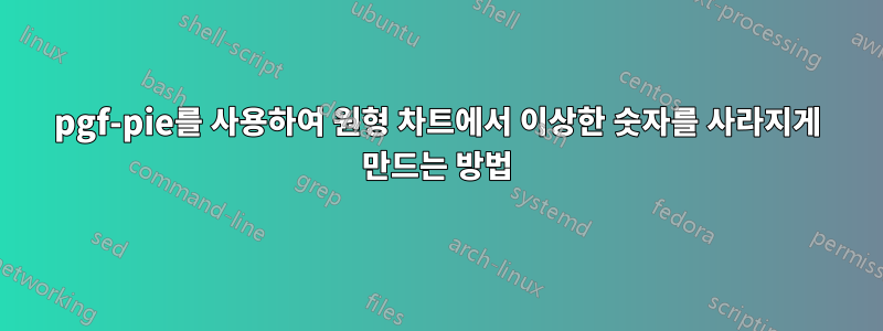 pgf-pie를 사용하여 원형 차트에서 이상한 숫자를 사라지게 만드는 방법